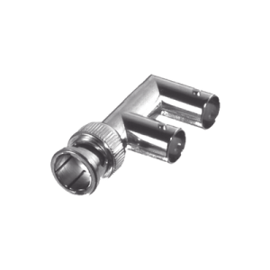 Adaptador Triple en F para 75 Ohm, de Conector BNC Macho a Doble BNC Hembra, Níquel/ Oro/ Teflón.