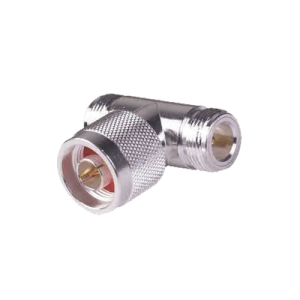 Adaptador en T, de Conector N Macho a Doble N Hembra, Plata/ Oro/ Teflón.