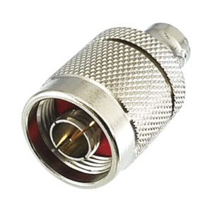 Adaptador en Línea de Conector N Macho a BNC Hembra, Plata/ Oro/ Teflón.