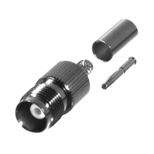 Conector TNC Hembra de Anillo Plegable para Cables PROFLEX, Grupo P, Níquel/ Oro/ Delrin.