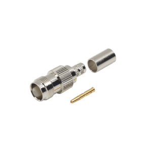 Conector TNC Hembra de Anillo Plegable para Cables RG-8/X, LMR-240, Grupo X, Níquel/ Oro/ Delrin.