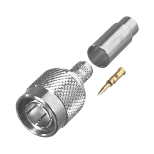 Conector TNC Macho en 75 Ohm, de Anillo Plegable para Cable RG-59/U, AWG 20, Níquel/ Oro/ Teflón.â€‹