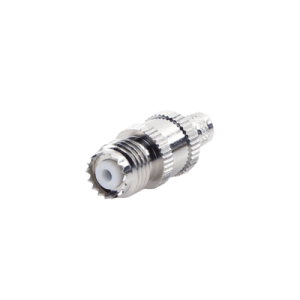 Conector Mini-UHF Hembra en Línea, de Anillo Plegable para Cable Coaxial RG-8/X, 9258, LMR-240, Níquel/ Plata/ Teflón.