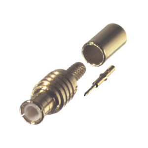 Conector MCX Macho en Línea, de Anillo Plegable en Cable RG-174/U, Oro/ Oro/ Teflón.
