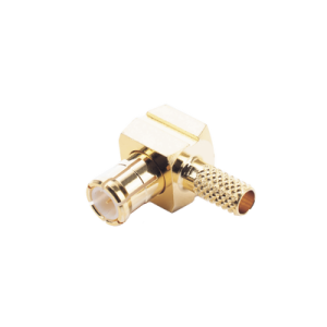 Conector MCX Macho en Ángulo Recto de Anillo Plegable para Cable RG-174/U, 8216, Oro/ Oro/ Teflón.