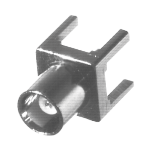 Conector MCX Hembra de Montaje Vertical para PCB, con Terminal y 4 Patas, Níquel/ Oro/ Teflón.