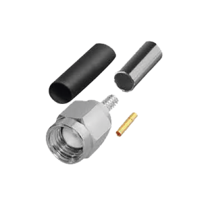 Conector SMA Macho Inverso de Anillo Plegable para Cables RG-174/U, RG-316/U, Níquel/ Oro/ Teflón.