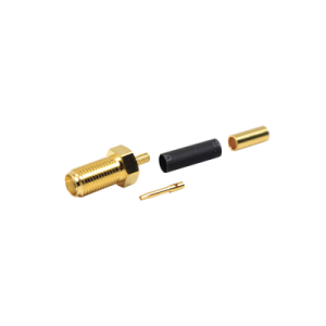 Conector SMA Hembra de Anillo Plegable para Cables RG-174/U, 8216, Oro / Oro / Teflón.