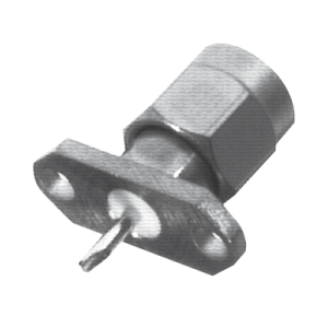 Conector SMA Macho de 2 Perforaciones, Montaje en Panel con Terminal Soldable, Níquel/ Oro/ Teflón.​