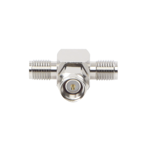 Adaptador en T, de Conector SMA Macho a Doble SMA Hembras, Níquel/ Oro/ Teflón.