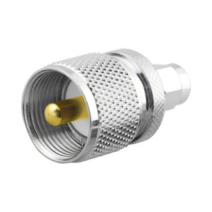 Adaptador en Línea, de Conector SMA Macho a UHF Macho (PL-259), Níquel/ Oro/ Teflón.