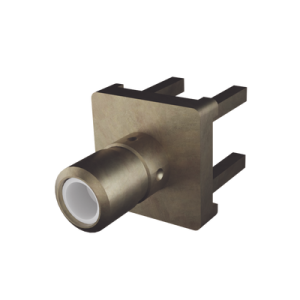 Conector SMB Hembra (PIN Macho) Montaje Vertical para PCB, 75 Ohm, Oro/ Oro/ Teflón.