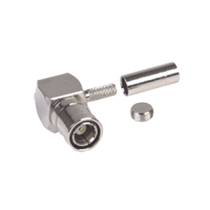 Conector SMB Macho (Plug) en A/R (Pin Hembra), de Anillo Plegable para RG-174/U, Níquel/ Oro/ Teflón.â€‹