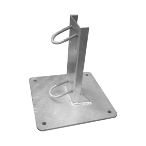 Base Recta Reforzada Galvanizada para Mástil de 1" a 2" de Diámetro.