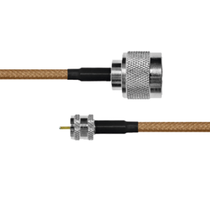 Cable Coaxial RG-142/U de 110 cm, 50 Ohm con Conectores N Macho a Mini UHF Macho.