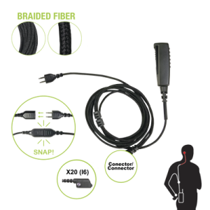 Cable para Micrófono audífono SNAP intercambiable con conector para Radios Icom IC-F3216/4261DS/DT, IC-F52D/62D, IC-F3400/4400DS/DT