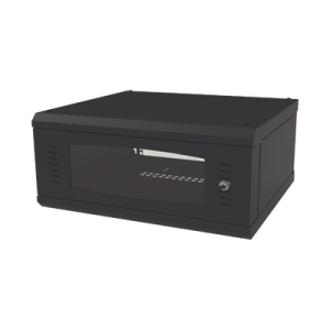 Gabinete de Montaje en Pared, Con Puerta de Cristal, Cuerpo Fijo con Rack, de 19in, 4UR, 535 mm de Profundidad, Color Negro.