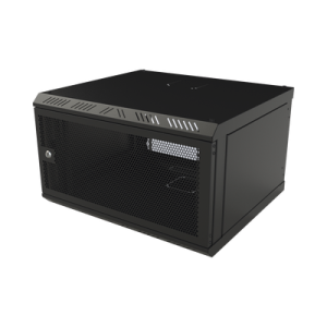 Gabinete con Puerta Ventilada para Montaje en Pared Cuerpo Fijo con Rack 19" de 6 Unidades.