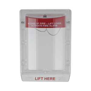 Protector de Policarbonato Super Resistente para Palanca de Incendio, con Sirena y Texto en Ingles