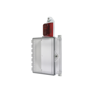 Gabinete Pequeño de Policarbonato Transparente Súper Resistente con Sirena/Estrobo y Cerradura Manual
