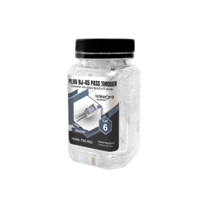 Bote con 100 Plugs Pass through RJ45 Cat6 BLINDADO chapado de oro a 30 micras para durabilidad extrema