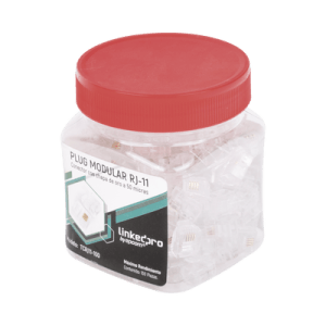 Bote con 100 piezas de plug modular tipo RJ11 de 4 contactos chapado de oro a 50 micras