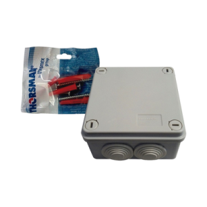 Kit de Caja estanca, incluye 1 caja de 100 x 100 x 55 mm + 4 taquetes TP2X y 4 tornillos TH10X