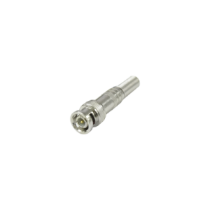 Conector BNC macho de 75 Ohm, con base de resorte para montar a presión cable coaxial RG-59/ RG-6, Níquel/ Oro/ Teflón.