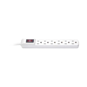 Barra multicontactos para pared color blanco 125V /15A, 6 Contactos