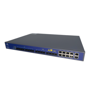 OLT de 8 puertos GPON con 8 puertos Uplink (4 puertos Gigabit Ethernet + 2 puertos SFP + 2 puertos SFP+), hasta 1024 ONUs