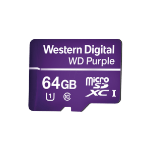 Memoria microSD de 64GB PURPLE, Especializada Para Videovigilancia, 10 VECES MAYOR DURACIÓN, 3 AÑOS DE GARANTIA