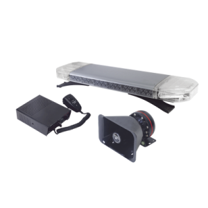 Kit básico para equipar unidades de Seguridad Pública (Barra de Luces Rojo-Azul, Sirena y Bocina)