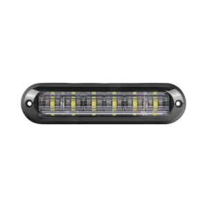 Luz Auxiliar Ultra Brillante IP67 de 6 LEDs, Color Ambar, con mica transparente y bisel negro