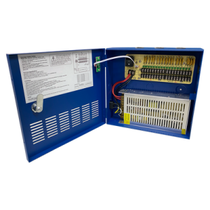 Fuente de poder profesional HEAVY DUTY de 11 - 15 Vcd @ 20 Amper, para 18 cámaras / voltaje de entrada de: 110-220 Vca