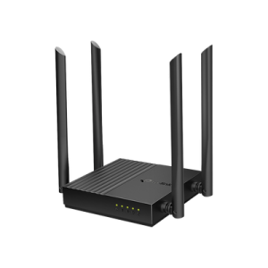 Router inalámbrico AC 1200 doble banda MU-MIMO, 1 puerto WAN 10/100/1000 Mbps Y  4 puertos LAN 10/100/1000 Mbps
