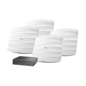 Kit de 4 Puntos de Accesso Omada doble banda 802.11ac, MU-MIMO, PoE af y PoE Pasivo, soporta hasta 100 clientes, hasta 1750 Mbps + Controladora OC200