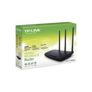 Router Inalámbrico 2.4 GHz, 450 Mbps, 3 antenas externas omnidireccional 5 dBi, 4 Puertos LAN 10/100 Mbps, 1 Puerto WAN 10/100 Mbps