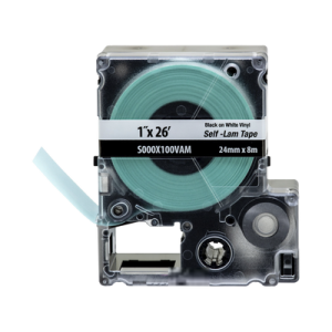 Casete de Etiquetas Autolaminadas de Cinta Continua, de 24 mm de Ancho, 8 m de Largo, Para Cables de 2.5 a 5.1 mm (10 - 12 AWG) de Diámetro, Color Blanco