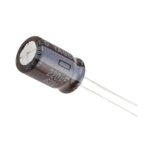 Capacitor Electrolítico de Aluminio de 220 µFd a 63 Vcd.