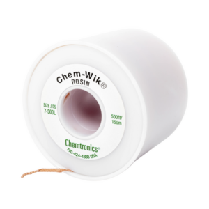 Rollo de desoldar de 150 m, trenza de 0.075" de ancho y alta absorción.