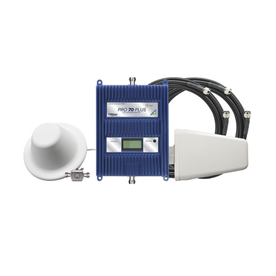 KIT Amplificador de señal celular 4G LTE, 3G y VOZ. Especial para cubrir áreas de hasta 5000 Metros Cuadrados por ser de grado comercial e industrial. Soporta múltiples operadores, tecnologías y usuarios.