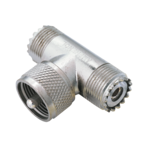 Adaptador en "T" AMPHENOL, de UHF Macho (PL-259) a Doble UHF Hembra (SO-239) para WP-629, WP-639, WP-641.