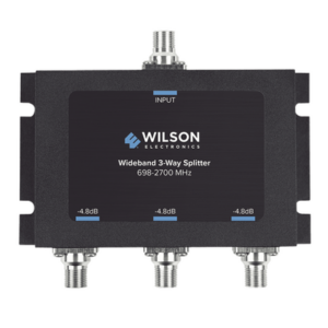 Divisor de potencia de 3 vías para la distribución de señal a tres antenas de servicio | 4.8 dB de pérdida por puerto | Conectores F hembra