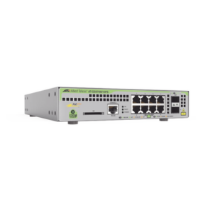 Switch PoE+ Administrable CentreCOM GS970M, Capa 3 de 8 Puertos 10/100/1000 Mbps + 2 SFP Gigabit, 124 W