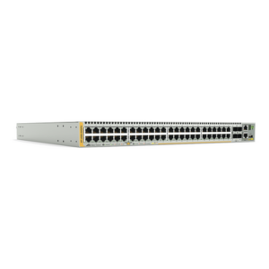 Switch PoE+ Stackeable Capa 3, 48 puertos 10/100/1000 Mbps + 4 puertos SFP+ 10 G y dos bahías hotswap PSU, Versión Federal