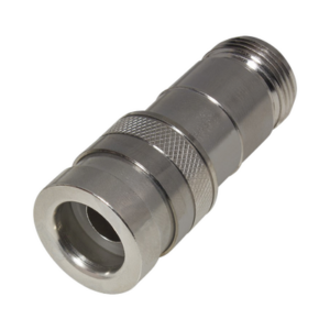 Conector N Hembra de Compresión, en Línea para LMR-400, CNT-400, RG-8/U, Plata/ Oro/ Teflón.