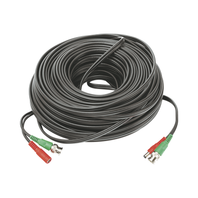 Cable Coaxial Armado de 50 Metros para Video y Energía / Optimizado para Cámaras 4K / Conector BNC (Video) y PLUG de Alimentación (Siamés) / Uso interior / Cable de Video 100% Cobre de Alta Pureza.