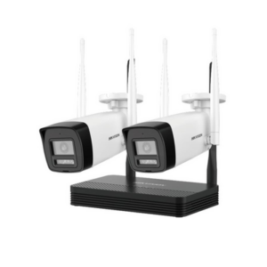 KIT 2 Cámaras Bala 2 Megapíxeles / 1 Grabadora Wi-Fi / Hasta 512 GB de Almacenamiento (No Incluye Memoria SD) / Incluye Fuente y Cable RJ45