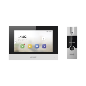 Kit de Videoportero Analógico / IP a 4 Hilos con Función de Llamada a App Hik-Connect / Monitor se Conecta a Internet por Cable o WiFi y por 4 Hilos al Frente de Calle / Expandible a Mas Equipos