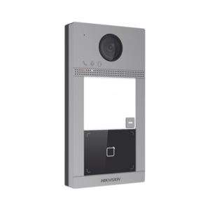 Videoportero IP PoE Estandar (IP65 + IK08) con Llamada y apertura desde APP Hik-Connect / Soporta 1 Departamento y hasta 6 Monitores / Apertura con tarjeta / Soporta 2 puertas